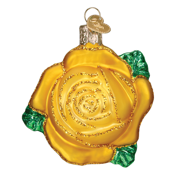 Yellow Rose Christmas Ornament