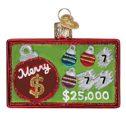 Glass Merry Ticket Scratch Ticket Christmas tree ornament  