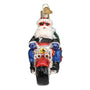 Glass Motorcycle Santa Christmas tree ornament 