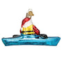 Glass Santa in Kayak Ornament for your Christmas tree