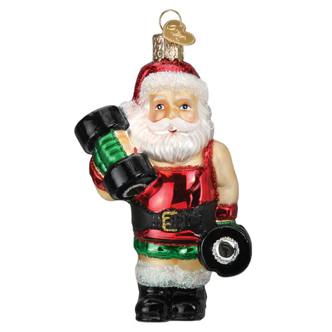 Bodybuilder Santa Christmas Tree Ornament - Old World Christmas