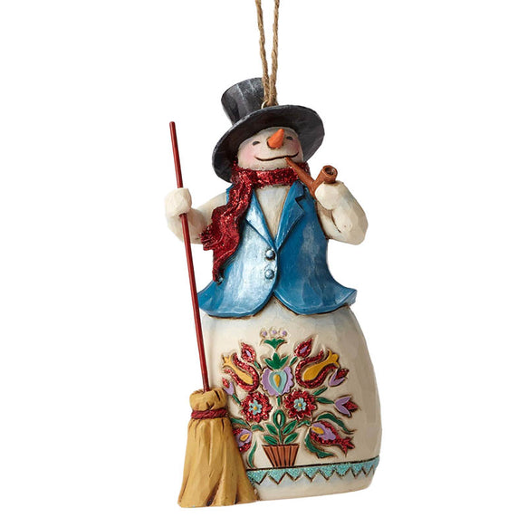 Wonderland Snowman with Broom Christmas Ornamnent by Jim Shore