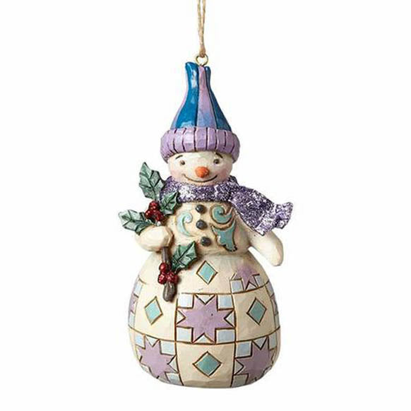 Wonderland Snowman with Holly Christmas Ornament by Jim Shore