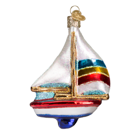 Sailboat Christmas Ornament Blown Glass