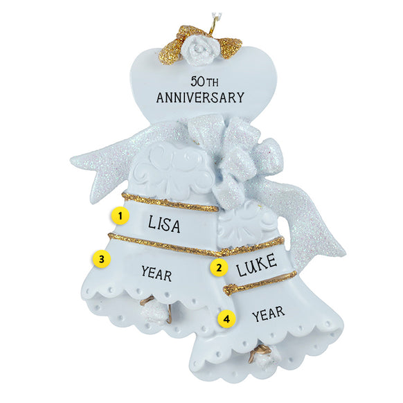 Personalized 50th Anniversary Bells Ornament