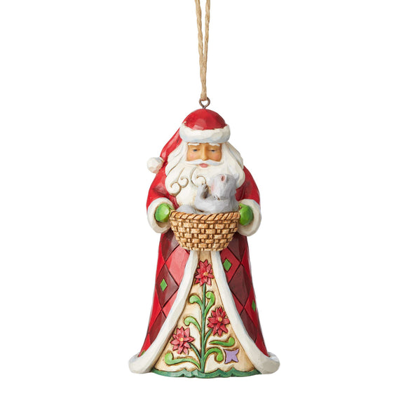 Santa with Kitten Ornament For Christmas Tree
