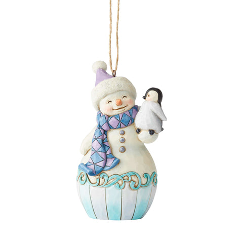 Snowman with Baby Penguin Ornament