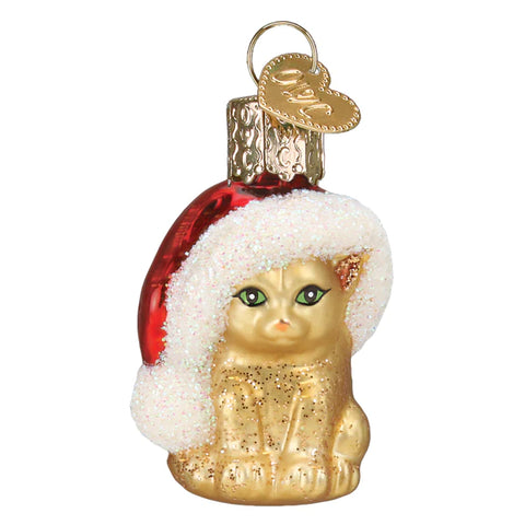 Mini Santa's Kitten Christmas Tree Ornament - Old World Christmas