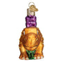 Orange and purple Stegosaurus Glass Ornament