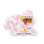 African american girl peeking out of present personalized Baby's 1st Christmas Ornament 