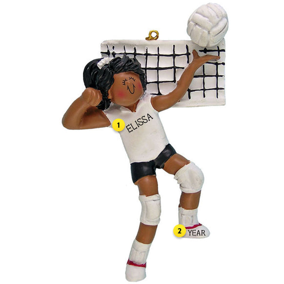Personalized Volleyball Ornament-Female African American