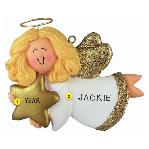 Personalized Angel with Star Ornament - Female, Blonde Hair