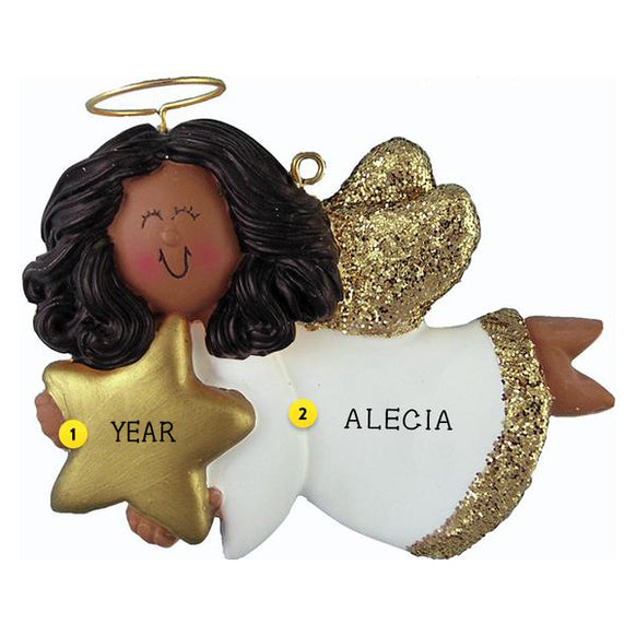 Personalized Angel with Star Ornament - African-American Female