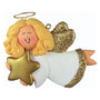 Angel with Star Ornament - White Female, Blond Hair for Christmas Tree