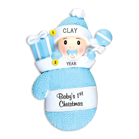 Personalized Baby's 1st Christmas Ornament for a Boy