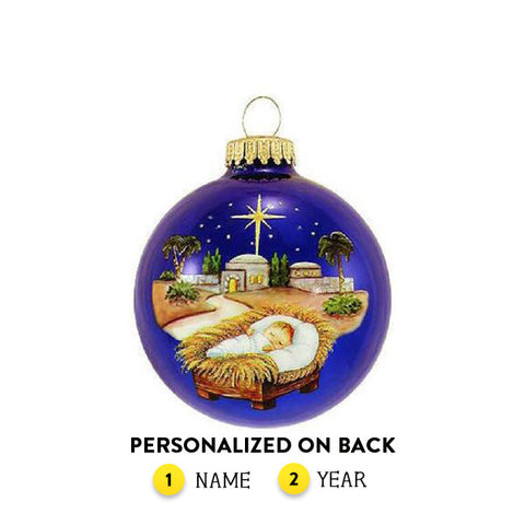 Personalized Baby Jesus In Manger Ornament