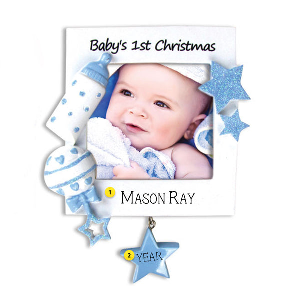 Baby's 1st Christmas Frame Ornament - Blue for Christmas Tree