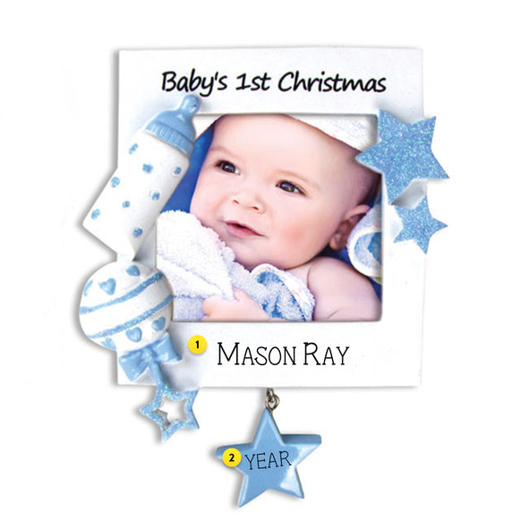 Baby's 1st Christmas Photo Frame Ornament Personalized Free