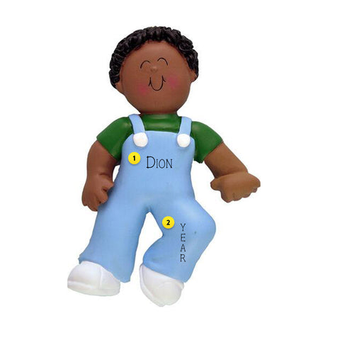 Baby's 1st steps Christmas ornaments African American Boy