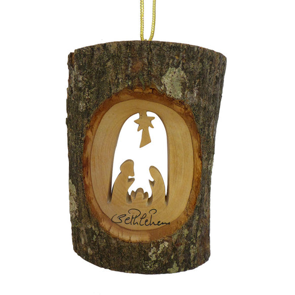 Bark with Nativity Ornament