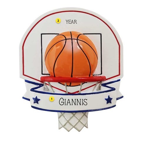 Basketball and hoop personalized ornament
