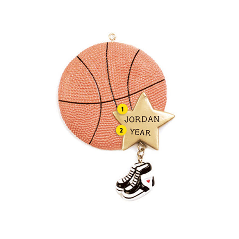 Basketball with Star Ornament For Christmas Tree