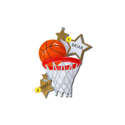 Personalized Basketball Star with Net Ornament