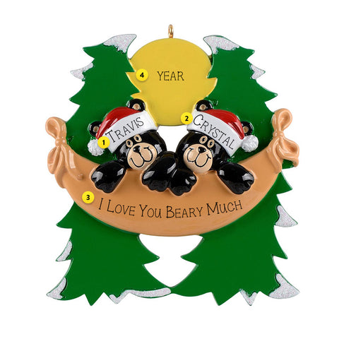Personalized Bear Couple in a Hammock Ornament