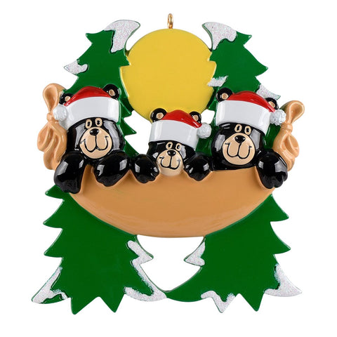 Bear Family of 3 in a Hammock Ornament