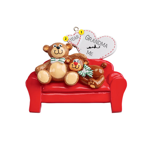 Personalized Bears on a Couch Couple Ornament