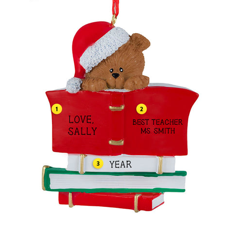 Bear with Books Ornament for Christmas Tree