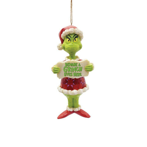 Grinch-Beware A Grinch Lives Here Christmas Tree Ornament