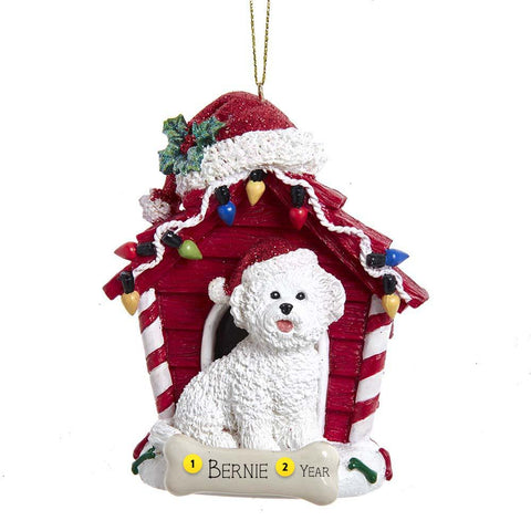 Bichon Frise in Dog House Christmas Tree Ornament
