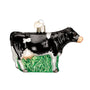 black & white cow Christmas ornament 