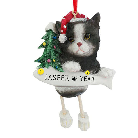 Black & White Cat Ornament for Christmas Tree