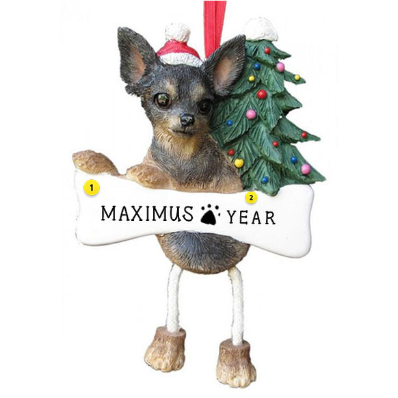 Black & Tan Chihuahua Dog Ornament for Christmas Tree
