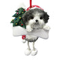 Black & White Puppy-Cut Shih Tzu Dog Ornament for Christmas Tree