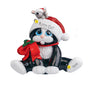 Personalized Cat with Santa Hat Ornament - Black & White