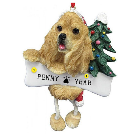 Blonde Cocker Spaniel Dog Ornament for Christmas Tree