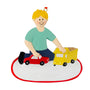 Blonde Hair Boy Playing with a Car and Truck Christmas Tree Ornament