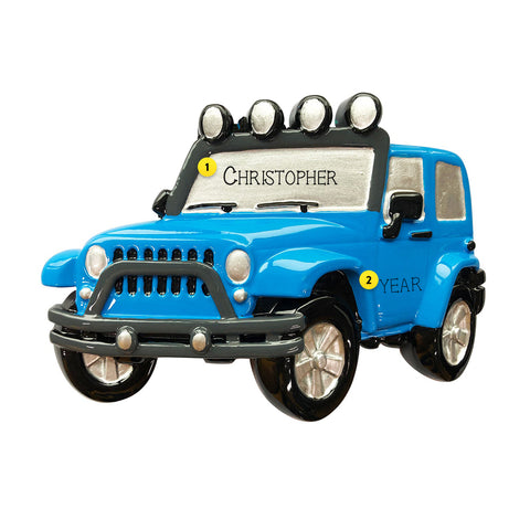Blue Jeep Ornament