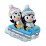 Blue and Pink Twin Penguins Sledding Ornament
