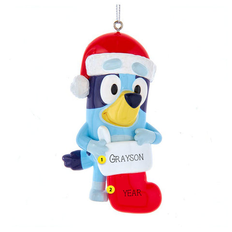Bluey™ with Santa Hat & Stocking Ornament