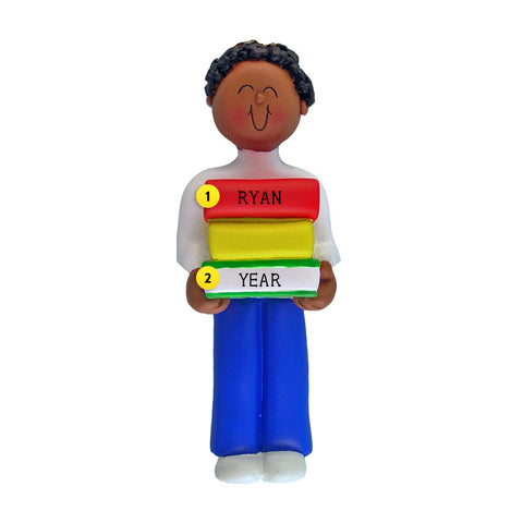 Book Reader Ornament - Black Male for Christmas Tree