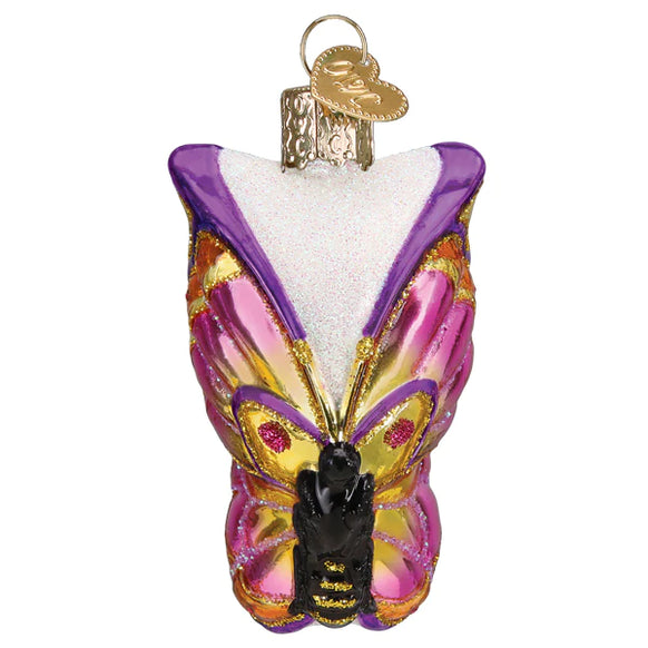 Colorful Butterfly Glass Ornament Old World Christmas