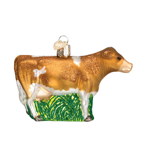 Brown and White Dairy Cow Ornament 