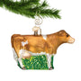Glass Dairy Cow Ornament Brown & White