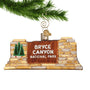 Bryce Canyon National Park Sign Christmas Ornament hanging by a gold hook