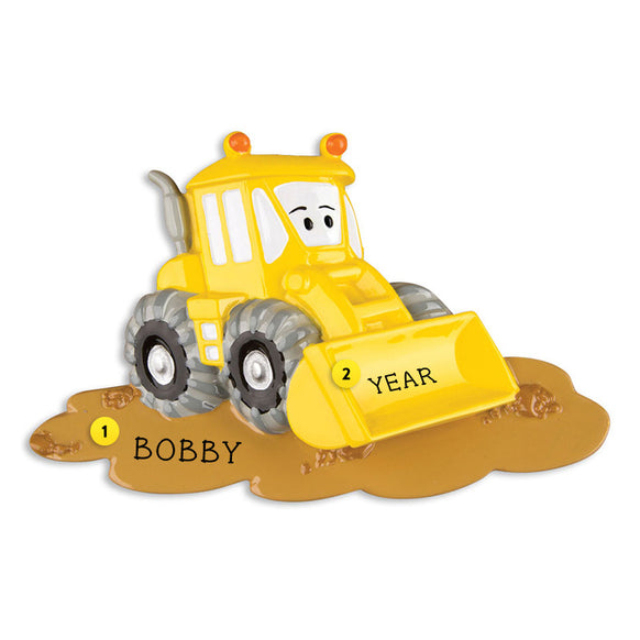 Bulldozer with Face Ornament for Christmas Tree