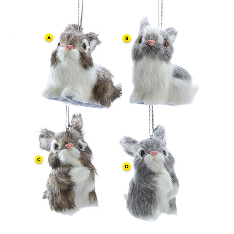 Fuzzy Bunny 4 Assorted Ornament for Christmas Tree